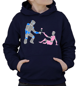 Robot Romance Kids Hooded Sweatshirt
