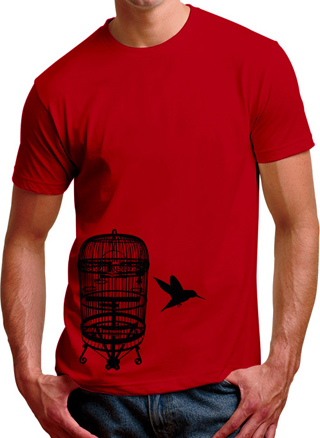 The Bird Cage Escape - Black Ink Mens T-Shirt