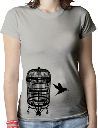 The Bird Cage Escape - Black Ink Ladies Organic T-Shirt