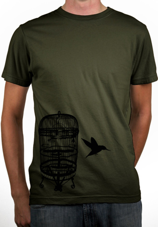 The Bird Cage Escape - Black Ink Mens Organic T-Shirt