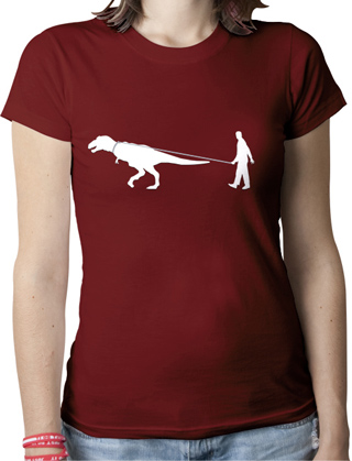 Man Walking Dinosaur Ladies Organic T-Shirt