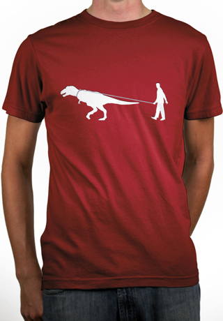 Man Walking Dinosaur Mens Organic T-Shirt