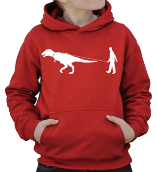 Man Walking Dinosaur Kids Hooded Sweatshirt