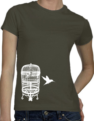 The Bird Cage Escape - White Ink Ladies T-Shirt