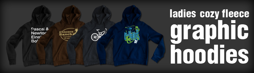 Cool fleece hooded sweatshirts for women. Hoodies to keep you comfy when it's not so warm outside.