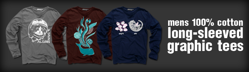 Create the ultimate layered look for fall or spring in our graphic long sleeved mens t-shirts.