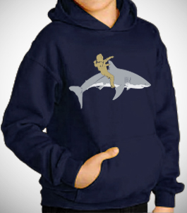 Diver On a Shark Kids Hoodie 