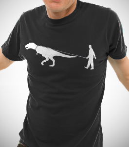 Mens Man Walking Dinosaur T-Shirt 