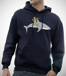 Diver Riding A Shark Mens Hoodie