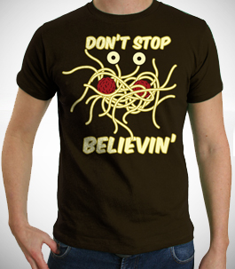 Don't Stop Believin Flying Spaghetti Monster Mens Slim Fit T-shirt 