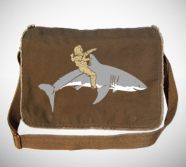Diver Riding Shark Messenger Bag